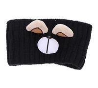 AUTSUPPL Bear Ear Wide Knitted Headband for Women, Black Winter Warm Handmade Hair Wrap, Cute Thick Cozy Hairband Suitable for Outdoor and Daily Wear
