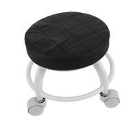 AUTSUPPL Black Vanity Stool Wheels and Swivel Function, Small Round Rolling Salon Chair for Pedicure, Spa, Workshop and Home Use