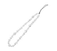 AUTSUPPL Bohemian Imitation Pearl Phone Lanyard Wrist Strap Anti-lost Short Mobile Phone Rope Decorative White Beads for Id Cards and Mobile