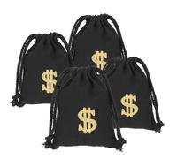 AUTSUPPL Canvas Drawstring Money Bag 4 Pack Small Prop Pouches 6.69X5.12In Cotton Linen Style for Holiday and Performance