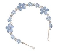 AUTSUPPL Chic Pearl Hairband for Elegant Blue Little Girl Headband with Delicate Flower Decoration Comfortable Party Hair Hoop