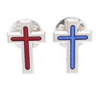AUTSUPPL Christian Cross Lapel Pins 2Pcs Metal Religious Brooch Easy to Attach for Baptism and Communion Events