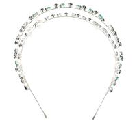 AUTSUPPL Crystal Leaf Wedding Headband Double Layer Design Handcrafted Rhinestone Green Crystals European and American Style Adds Elegance Hair Accessory for Weddings and Special Occasions