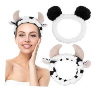 AUTSUPPL Cute Animal Skincare Headbands Set 2 Pcs Cow Panda Headband for Face Washing Spa