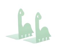 AUTSUPPL Cute Cartoon Dinosaur Bookends, Light Green Iron Book Shelf Stoppers with Adjustable Dividers, Holds Multiple Books Securely, for Study Space and Workspace Organisation