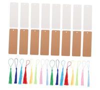 AUTSUPPL DIY Handmade Blank Bookmarks Kit with Kraft Cardstock and Colorful Tassels Pre-Punched Rounded Edges for Crafts Book Tabs and Art Projects for All Ages