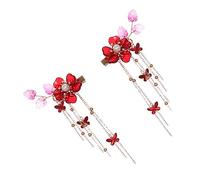AUTSUPPL Elegant Lady Hairpin Pomegranate Flower Clip Tassel Barrette Hair Clips for Women Alloy Hair Accessories