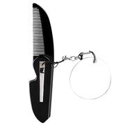 AUTSUPPL Folding Pocket Comb Keychain Men's Grooming Kit Beard Care Fine Tooth Portable Foldable Small Travel Keychain Mirror