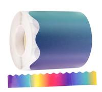 AUTSUPPL Gradient Rainbow Adhesive Bulletin Board Border Sticker Decorative Trim for Classroom Blackboard and Office Walls Cartoon Style School Notice Board Decoration