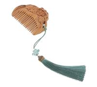 AUTSUPPL Green Sandalwood Hair Comb for Women Wooden Hair Brush Carved Sandal Comb Elegant