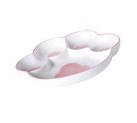 AUTSUPPL Hand-Painted Cat Paw Divided Ceramic Plate for Portion Control High-Temperature Resistant Thick Salad Dish Smooth Edges for Home Picnic and Restaurant Use in Pink