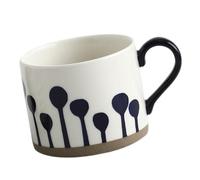 AUTSUPPL Hand-Painted Ceramic Mug with Comfortable Handle Heat-Insulated Drinking Cup for Milk Coffee Juice Creative Blue Floral Design Unique Beverage Cup for Daily Use