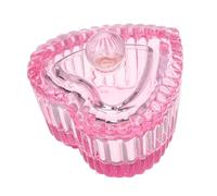 AUTSUPPL Heart Shaped Crystal Dappen Dish with Lid Nail Monomer Dish Nail Soaking Bowl Set Pink Glass for Manicure