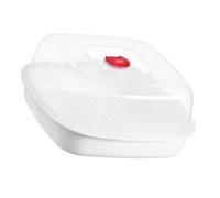 AUTSUPPL High Temperature Microwave Food Steamer with Lid Square Food Steamed Holder for Safe Fast Heat Conduction Anti-scald Handle Modern Kitchen Use