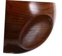 AUTSUPPL Japanese Style Wooden Soup Bowl Lightweight Wood Serving Bowl for Salad Dessert with Thick Stable Base Easy to Clean and Wear-Resistant