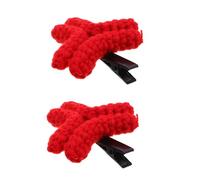 AUTSUPPL Knitted Red Angry Hair Clips Soft Crochet Barrette for Curly Bangs Lightweight Handcrafted Hairpiece for Women Fun Styling and Everyday Parties