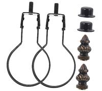 AUTSUPPL Lamp Bulb Clip with Finial Cap and Spring Clip Lamp Adapter Kit for Clip-on Lampshade Replacement 2 Sets (Black