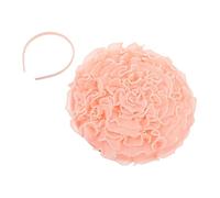 AUTSUPPL Large Pink Flower Fascinator Hat for Women with Pleated Wave Design and Accent Pearl, Comfortable Lightweight Polyester Headband for Party Costume or Church Events