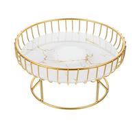 AUTSUPPL Large White Iron Wire Snack Tray with Hollow Design Multi-purpose Fruit and Bread Basket for Kitchen Counter and Living Stable Scratch-resistant Base Lightweight Metal Wire Storage