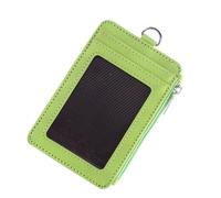AUTSUPPL Light Green Pu Leather Card Holder Wallet for Work and School, Multi-Card Protective Sleeve with Telescopic Buckle and Clean Card Storage