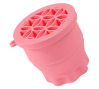AUTSUPPL Makeup Brush Cleaning Bowl and Silicone Scrubber Pad Foldable Pink Brush Washing Tool for Travel and Home Use