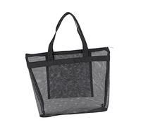 AUTSUPPL Mesh Toiletry Bag Zipper, Portable Travel Mesh Shower Tote for Outdoor and Spa Use, Black Washbag Organiser Suitable for Travelling and Public Bathing
