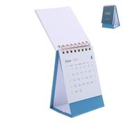 AUTSUPPL Minimalist Mini Desk Calendar with Foldable Stand Cute Small-sized Flip Planner for Office Classroom Home Elegant Blue Desktop Organizer for Use