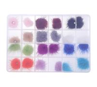 AUTSUPPL Nail Art Fluffy Pom Balls Removable 3D Magnetic Decor Faux Fur Pompon Balls for Nail Accessories Kit 24 Pieces 18X13Cm