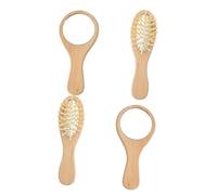 AUTSUPPL Portable Hair Comb and Vanity Mirror Set 4pcs Mini Wooden Massage Hairbrush and Compact Makeup Mirrors for Travel and Daily Use