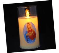 AUTSUPPL Prayer Candle LED Mary Simulation Candle Small Flameless Night Light for Home Decor Battery Operated Flickering Candle for Religious Settings and Peaceful
