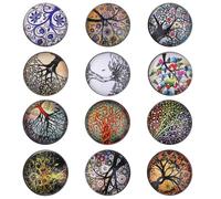 AUTSUPPL round Life Tree Glass Buttons Tiny Jewelry Charms 12 Pcs for Crafting Unique Trinkets for Bangles and Bracelets Suitable for Women