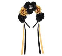 AUTSUPPL Skull Headband Headdress Weddings Headbands Day of Dead Make up Headband Fascinator Clip Facinator Mexican Floral Headpiece Costumes Day Dead Accessories Day Dead Mask Cloth Golden
