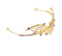 AUTSUPPL Spider Web Crown Tiara Gothic Metal Headpiece with Rhinestones for Women Lightweight Comfortable Halloween Party Cosplay Accessory Safe Smooth Edges for Extended Wear
