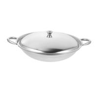 AUTSUPPL Stainless Steel Cooking Pot with Lid 11-inch Anti-Overflow Home Wok Small Dry Pot for Kitchen Cooking