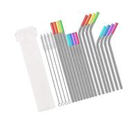 AUTSUPPL Stainless Steel Drinking Straws Set with Reusable Sleeve Cleaning Brush and Cloth Bag for Smoothies Cocktails Tea Cups Mugs Wine Glasses Easy to Clean Vibrant Party Accessories