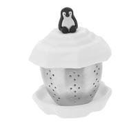 AUTSUPPL Stainless Steel Penguin Tea Infuser Strainer Reusable Household Tea Filter for Spices with Cute Floating Design Easy to Clean for Home Use White