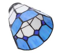 AUTSUPPL Style Glass Craft Lampshade Decorative Ceiling Light Cover for Base Mediterranean Blue White Shade with Center Dust Resistant Elegant Home Decor for Bedroom and Living