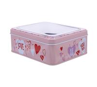 AUTSUPPL Valentine's Day Tinplate Cookie Box with Lid Metal Sweet Container for Couples Parties Portable Biscuit Storage Tin Holiday Candy Holder Pink Present Packaging for Treats and