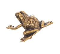 AUTSUPPL Vintage Chinese Brass Door Handle Frog Shape Animal Cabinet Pulls for Wardrobe Cupboard Handcarved Antique Brass Knobs with Traditional Feng Shui Design for Bedroom Furniture