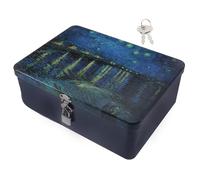 AUTSUPPL Vintage Tinplate Box Lock Lockable Small Cash Storage Box Jewelry Case for Desktop Organization