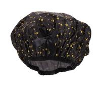 AUTSUPPL Waterproof Double Layer Bathing Shower Cap with Bowknot Elastic Hair Bonnet for Women Starlight Oxford Fabric Makeup Hair Sleep Hat