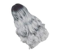 AUTSUPPL Woman's Gradual Grey Wig Long Curly Hair Piece Fashion Hair Cover for Role Play Halloween