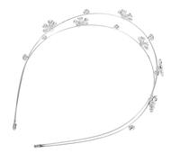 AUTSUPPL Women Rhinestone Double Layer Headband Round Leaf Five-petal Flower Design Hair Accessory for Weddings Bridal Parties and Special Occasions