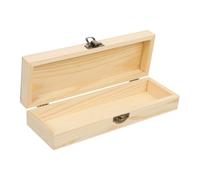 AUTSUPPL Wooden Stationery Storage Box Compact Pen Organizer Solid DIY Long Pencil Case Portable for Office School Desktop Use