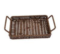 AUTSUPPL Woven Bread Storage Basket Rectangular Handcrafted Serving Tray with Double Handles for Fruit Vegetable Snacks Office and Home Organization