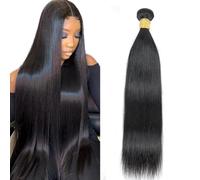 AUTTO Hair Unprocessed Peruvian Virgin Hair Straight Hair One Bundle 18inch Cheap Virgin Human Hair Extension Weft Natural Black Color (100+/-5g)/bundle Can be Dyed and Bleached