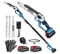 AUTUBIN - 10 Inch Electric Pole Saw for Tree Trimming, 2 in 1 Mini Chainsaw with Extension Pole, Cordless Tree Trimmer with 2x4000mAh Batteries, Motor Without