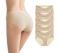 AUTUCAU Women's Soft Stretchy Full Brief No VPL Seamless Underwear for Women Invisible Silky Ladies Panties Mid-Waisted No Show Knickers Multipack