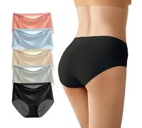 AUTUCAU Women's Soft Stretchy Full Brief No VPL Seamless Underwear Invisible Silky Ladies Panties No Show Knickers 5 Pack
