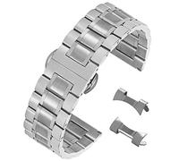 AUTULET Stunning Brushed Stainless Steel Replacement Watch Band with Straight Curved End, Silver, 18mm, Strap